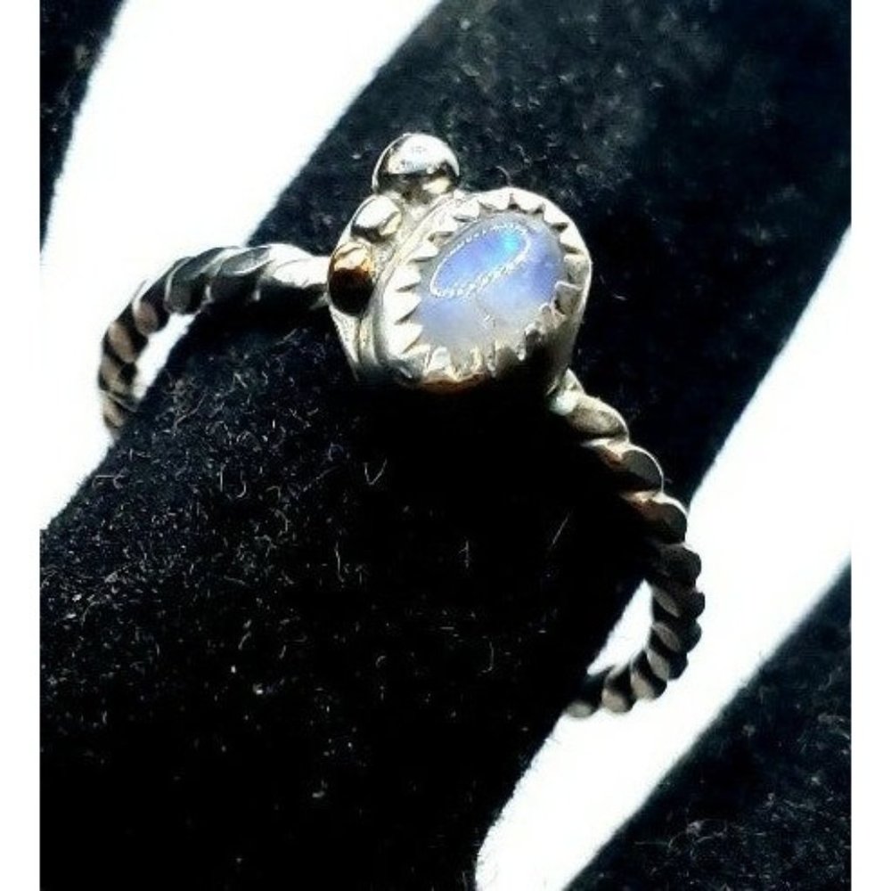Sterling silver Moonstone Crystal Ring Ladies 925 Silver pinky ring size 6 1/2